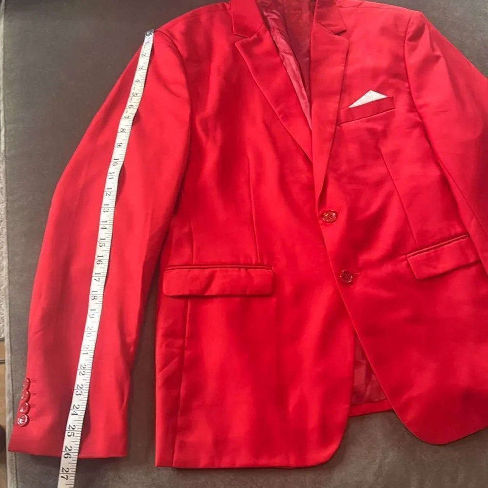 Men’s Red Slim Fit Suit Jacket Blazer Prom Party Formal Size 42 NWOT